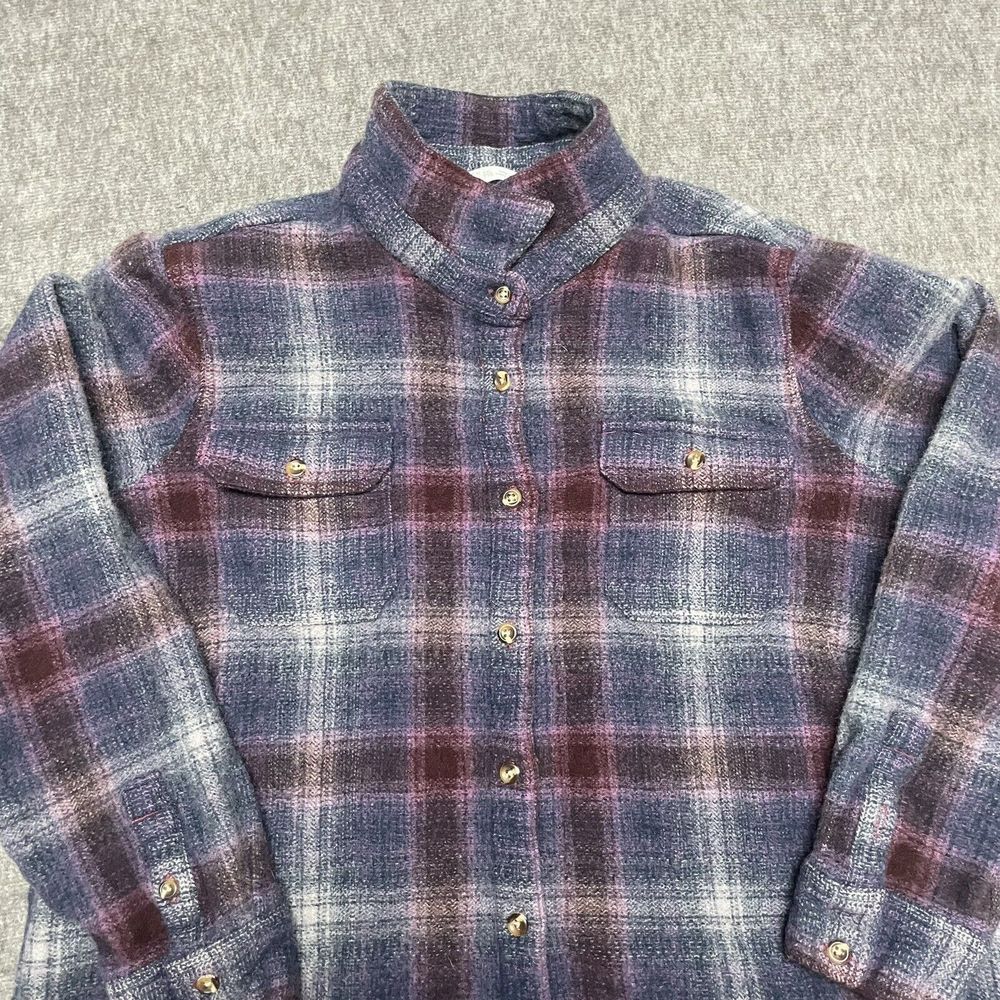 COPY - Woolrich Womens XXL 2XL 100% Wool Coat Jacket Window Payne Blue Red Butt…